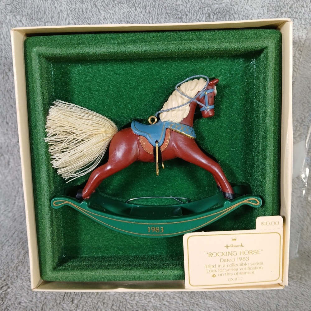 Hallmark Rocking Horse Ornament Brown 1983 Plastic Christmas Decor